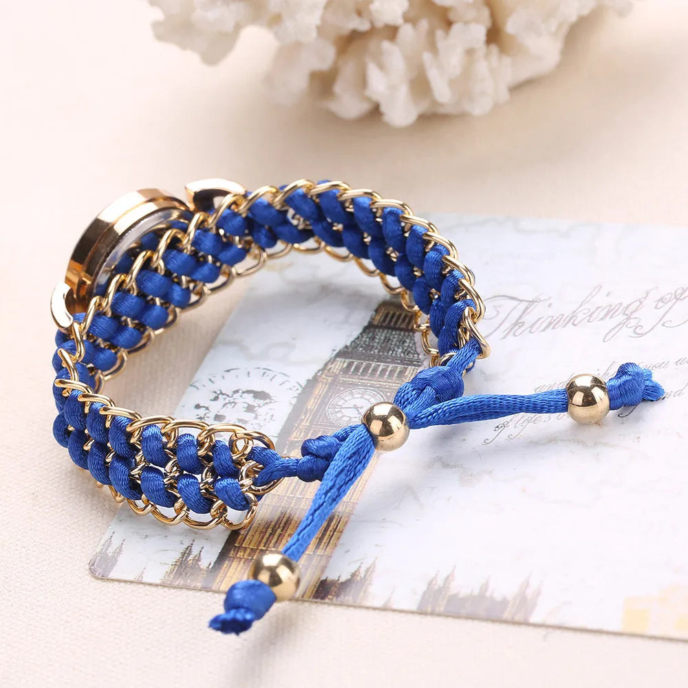 Women Knitting Rope Chain Winding Analog Quartz Movement Wrist Watch Fashionable Simple Style Quartz Wristwatch Reloj Mujer Qme