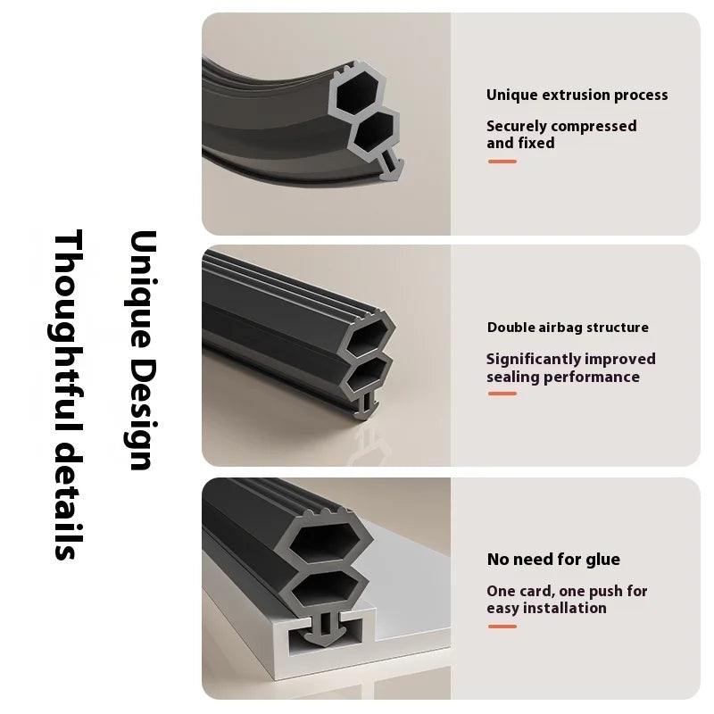 4M TPE Door Seal Strip Card Slot Window Bilateral Insulation Weatherstrip Flexible Windproof Dustproof Cold Proof Strip Tape Qme