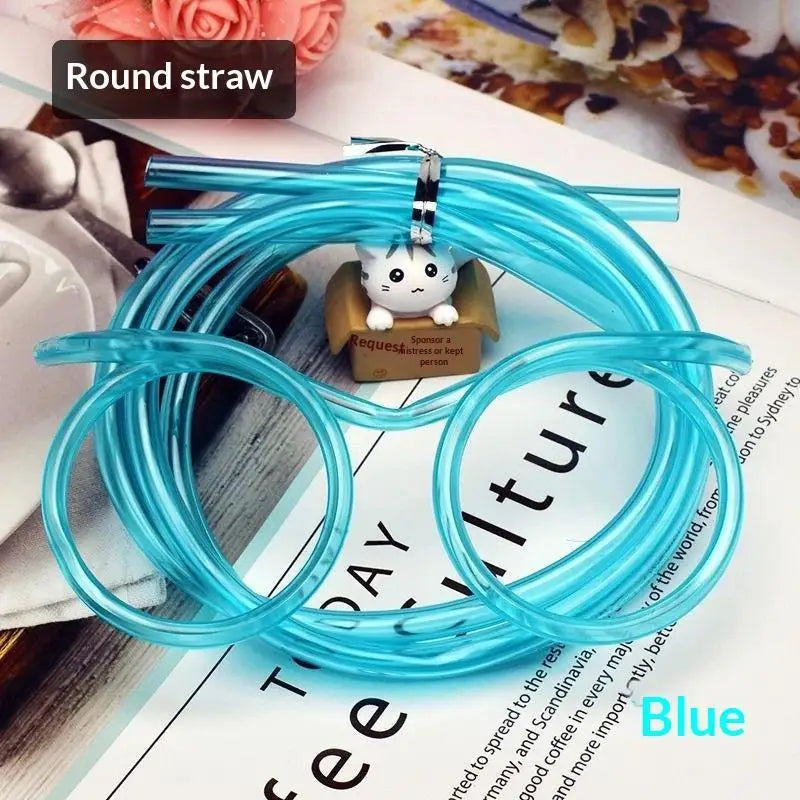 Funny Straw Glasses Flexible Drinking Tube Novelty Entertainment Qme 1 Blue