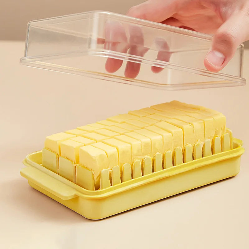 Butter Slicing Box Auxiliary Slicing Cheese Board Covered Butter Cutter Storage Storage Box Cheese Cheese Slicing Storage Box Qme Yellow