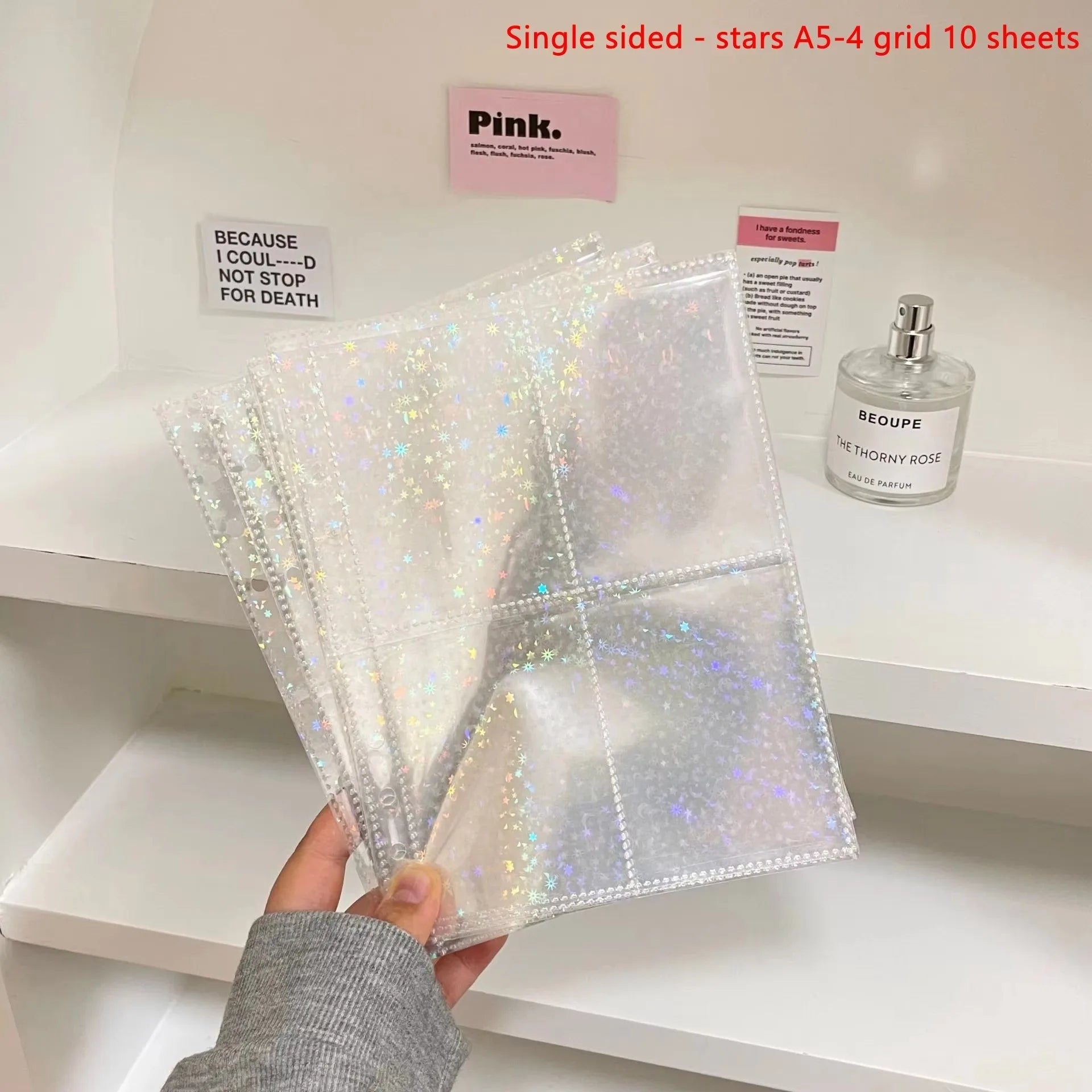 10PCS/set 1/2/4Pockets Grids Photo Album A5 Inner Page Photocard Binder Photo Sleeve 6 Ring Refill Inner Page Photocard Kpop Qme Star 4 grid