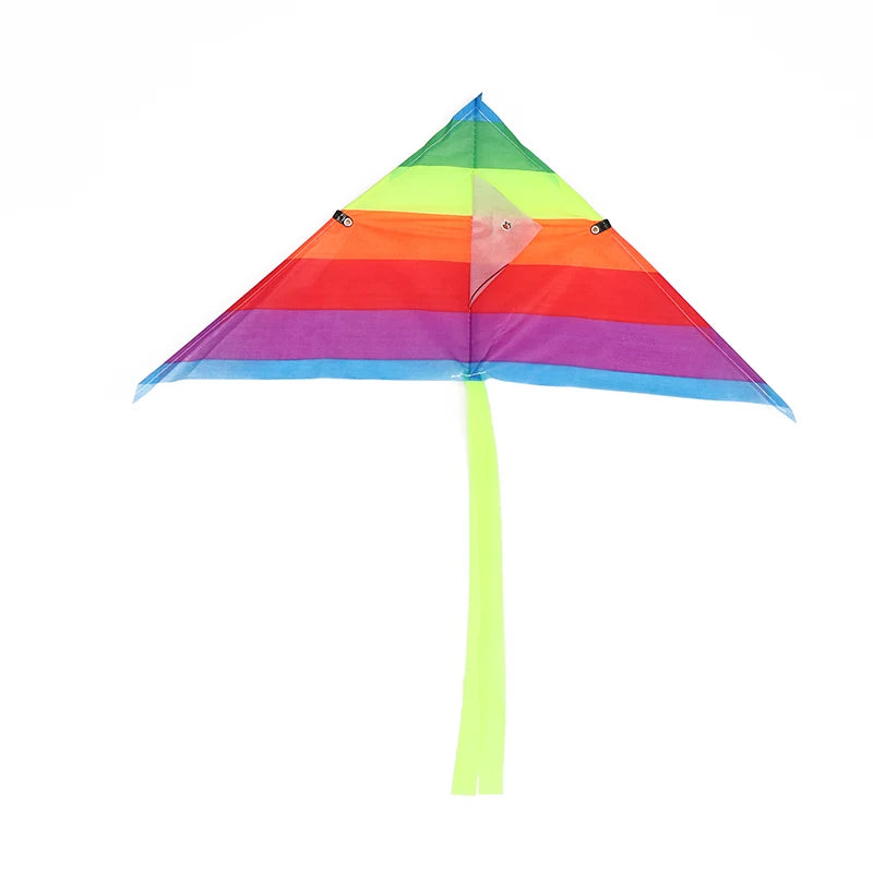 Colorful Triangle Rainbow Kite Flying Toys Children Kids 30M String Qme