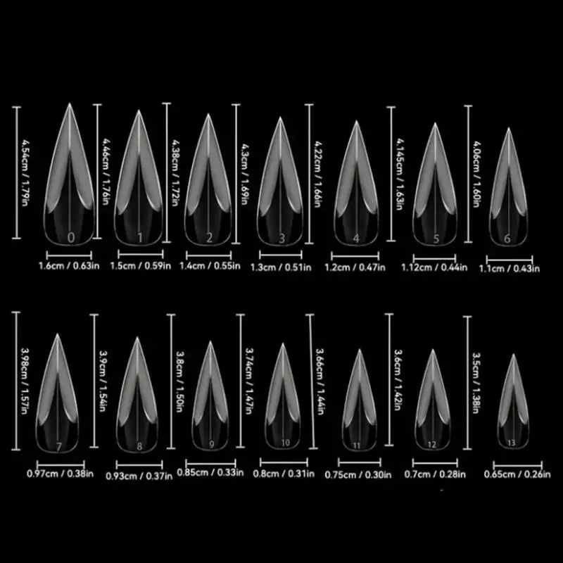 Box Acrylic Short Curved Stiletto Nail Dual Form Extension 3D Cat's Qme