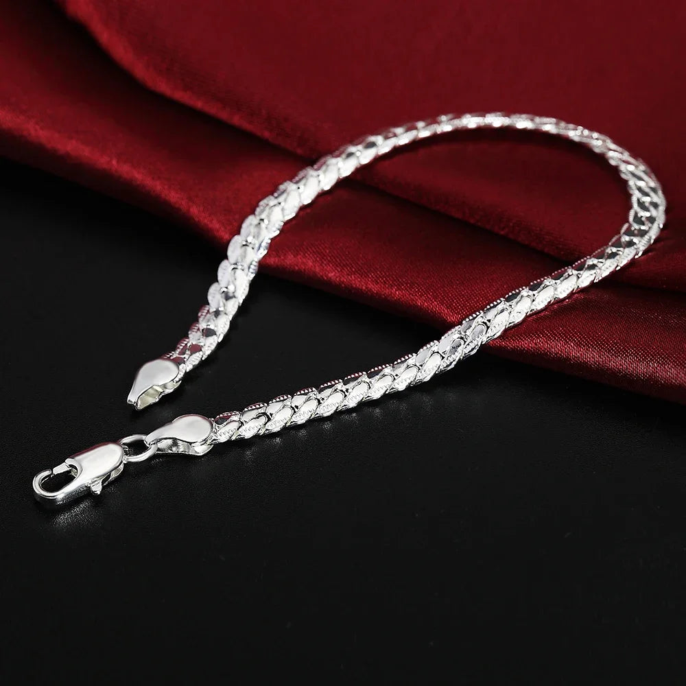 Trendy Products 925 Sterling Silver Pretty 5MM Braided Bracelet for Women Men Fashion Wedding Party Original Jewelry Qme