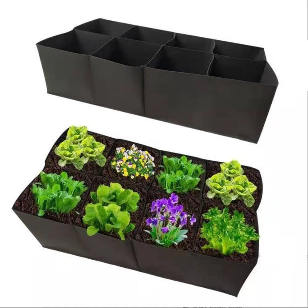 Garden Planting Bag Multi-gird Felt Growing Bag Rectangle Planting Nursery Pot Vegetable Tomato Potato Planting Container Plant Qme