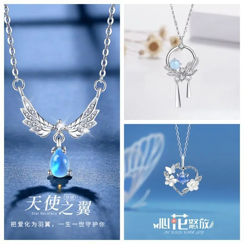 Creative Honey Star Moon Feather Heart Women's Necklace Girl Lady Object Party Banquet Anniversary Gift Qme