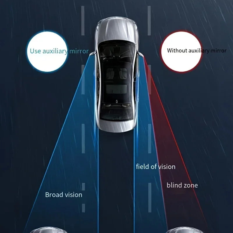 Car Rearview Mirror Rain Visor with Integrated Blind Spot Mirror & Reversing Aid - Convex Curved -Like Shield, Qme