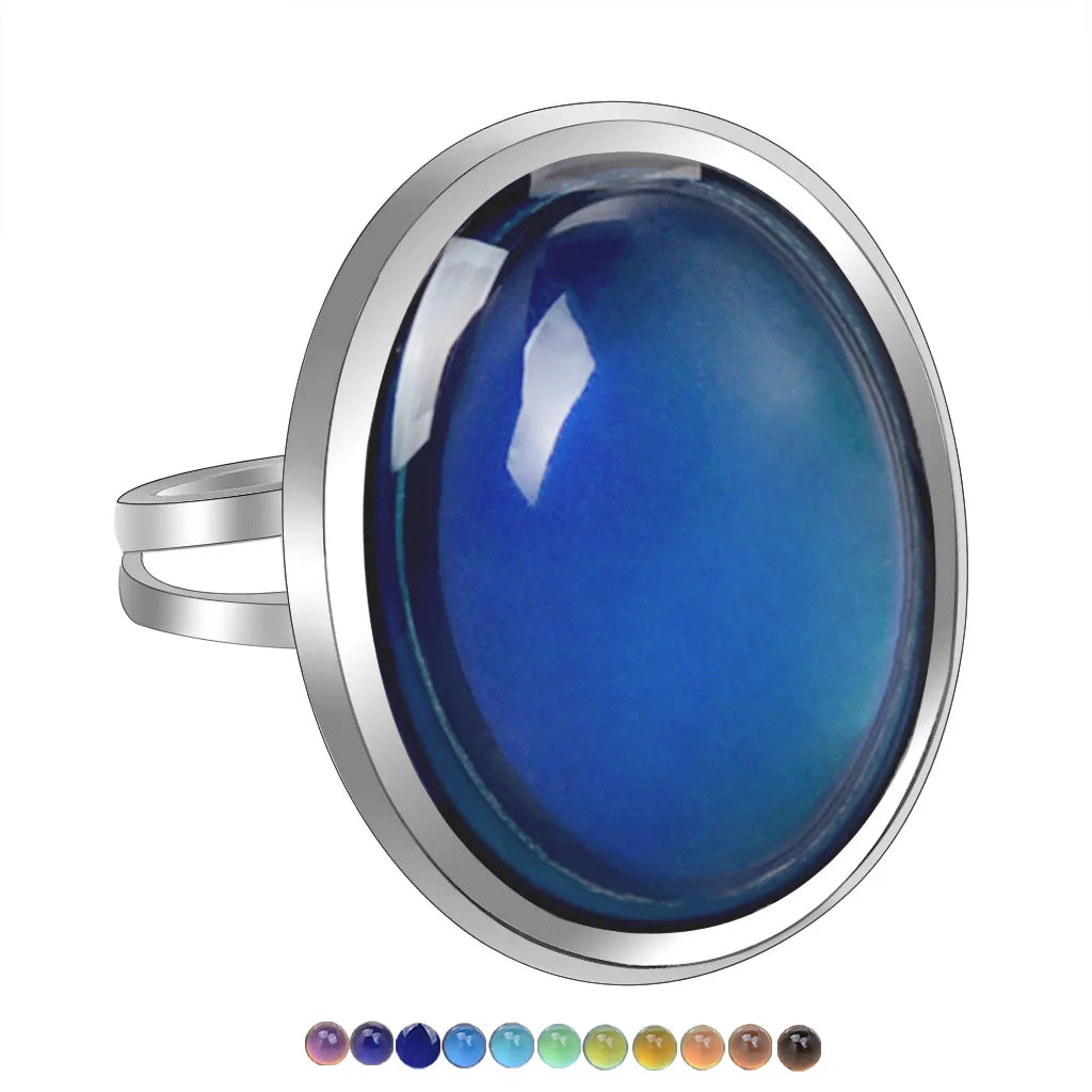 Change Mood Ring Open Retro Gem Emotion Feeling Changeable Ring Temperature Control Gems Color Changing Rings for Women Female Qme 057 resizable