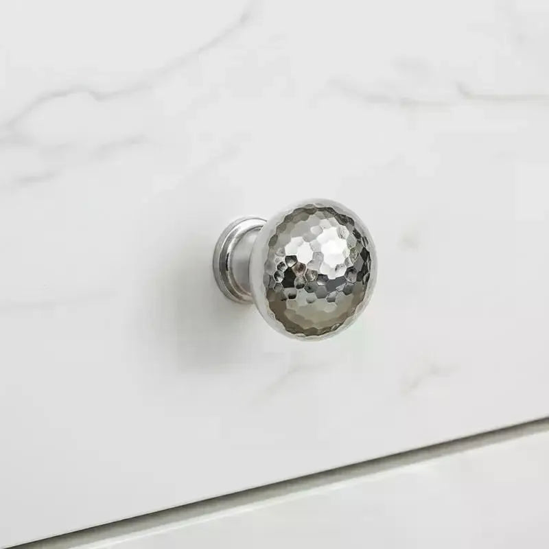 Brass Silver Ball Furniture Pull Handles Hand-forged Hammer Cabinet Handles Door Drawer Knob Kitchen Wardrobe Cupboard Pulls Qme
