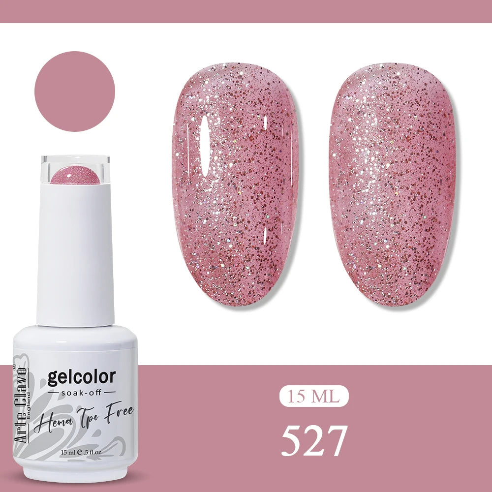 Arte Clavo Glitter Gel Nail Polish HEMA TPO Sliver Champagne Qme 527