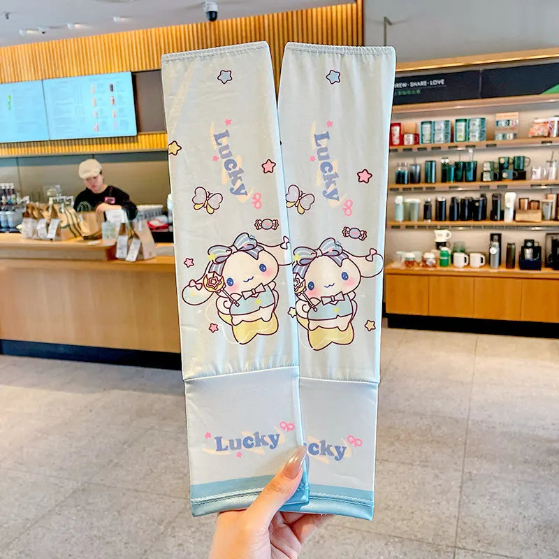 Hello Kitty Kuromi Sun Protection Arm Sleeves—Breathable Cooling Arm Sleeves for Students—UV-Protective Cooling Silk Arm Sleeves Qme 23