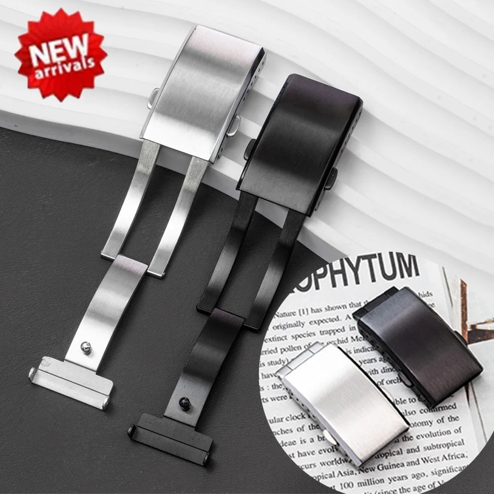 Watch Buckle 18mm 20mm 22mm Silver Folding Safety Milled Clasp Replacement Stainless Steel Deployant Watch Clasp Qme