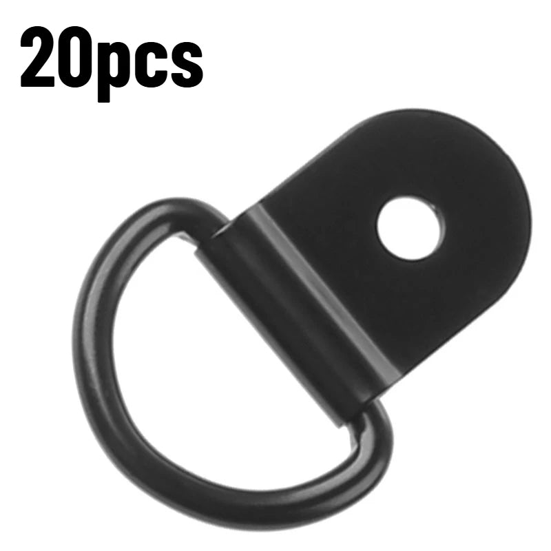 20pcs D Ring Tie Down Small Steel D Rings Anchor Lashing Ring for Loads on Case Truck Cargo Trailers RV Boats Aperture Qme Black