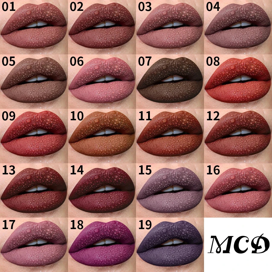 19-color Matte Lip Gloss Nude Liquid Lipstick Waterproof Long Lasting Qme