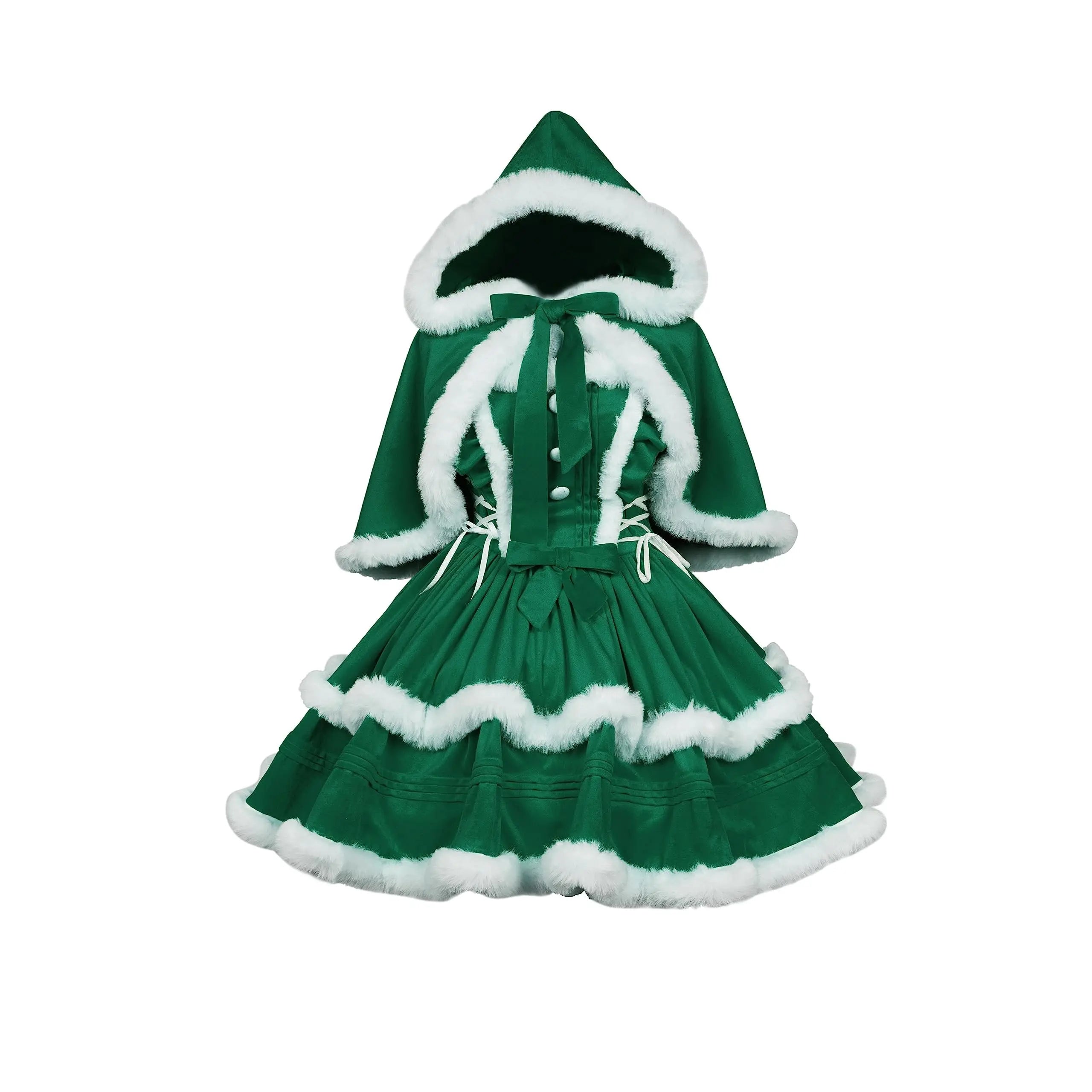 Womens Christmas Dresses Santa Christmas Outfits Cute Lolita Dress Red Green Purple Xmas Halloween Cosplay Costume For Adult Qme B S