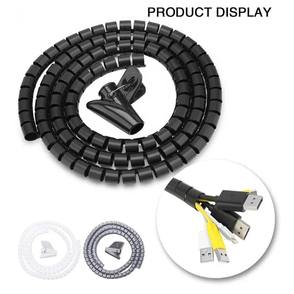 2 Meter 10/16mm Line Flexible Spiral Cable Organizer Storage Pipe Cord Protector Management Cable Spiral Wrap Winding Protector Qme