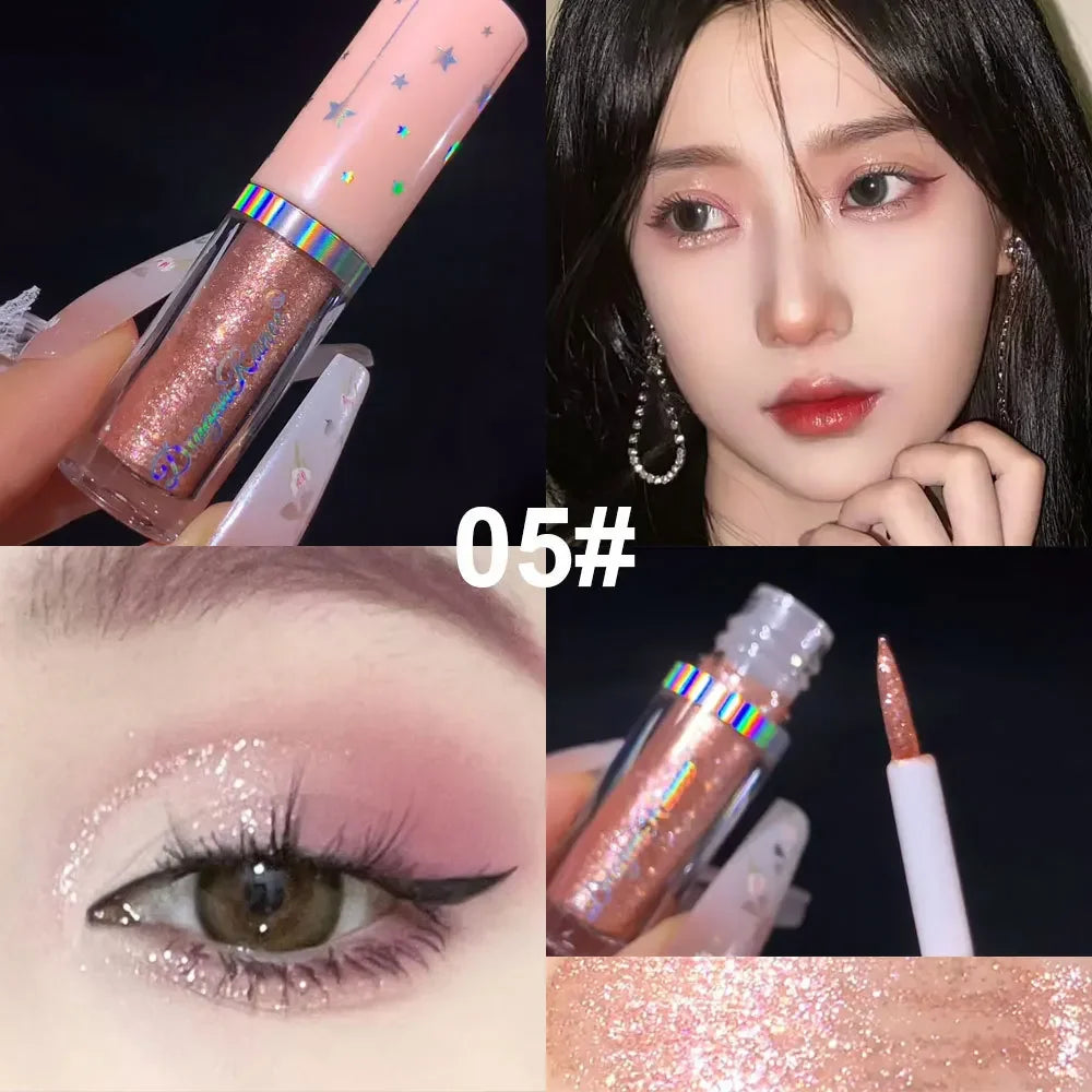Blue Sequins Liquid Eyeshdaow Glitter Gel Shiny Metallic Eyeliner Pen Diamond Shimmer Waterproof Eye Beauty Party Makeup Tool Qme 05