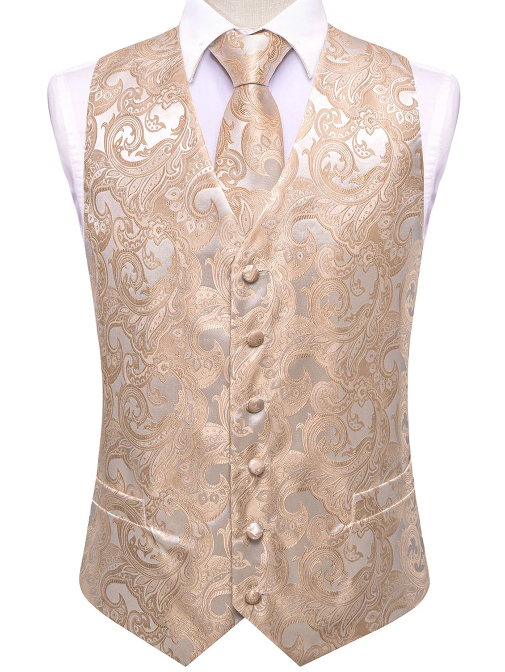 Men's Pastel Paisley Jacquard Vest Matching Tie 6 Soft Options Qme