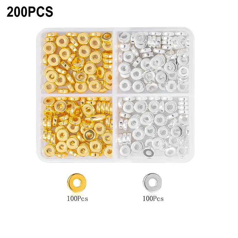 4Colors CCB Spacer Beads Kit in 6 Styles Assorted Round Star Gold Spacer Beads for Bracelet Necklace Making Jewelry DIY Craft Qme 9-200pcs