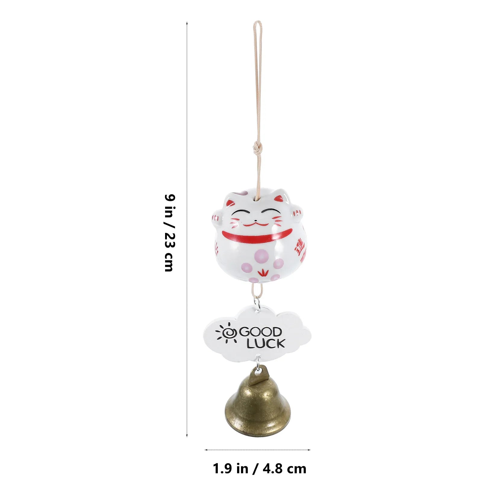 Ceramic Japanese Maneki-Neko Wind Chime Outdoor Garden Patio Balcony Decoration Handmade Good Luck Charm Soothing Bell Sound Qme