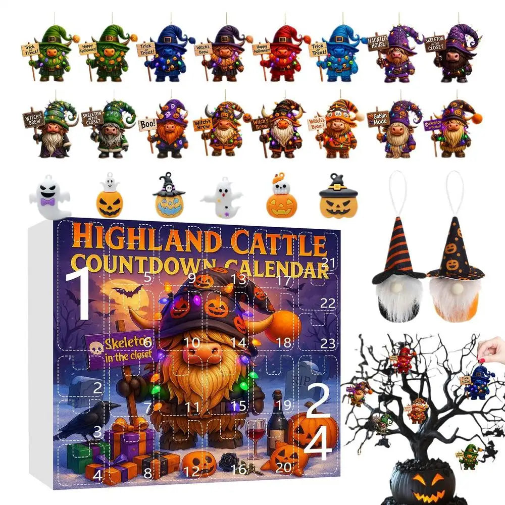 Gnome Countdown Calendar 24-Day Ornament Halloween Collectible 2D Qme C China Mainland 28x32x4cm