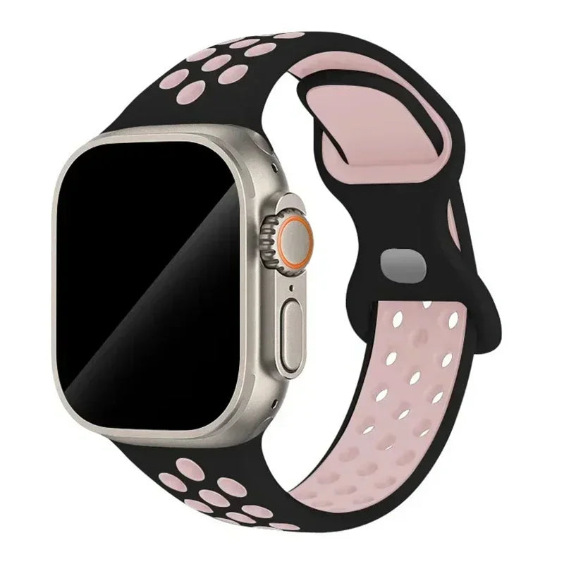 Silicone Strap for Apple Watch Band Ultra 2 49mm 38mm 42mm Sport Bracelet iWatch Series 9 8 7 41mm 45 mm 7 6 SE 5 4 3 44mm 40mm Qme