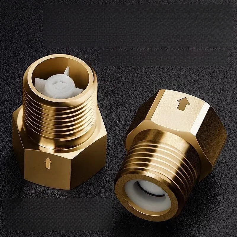 Yellow copper check valve G1/2 internal thread to G1/2 external thread anti backflow one-way toilet plug - suitable for bathroom Qme