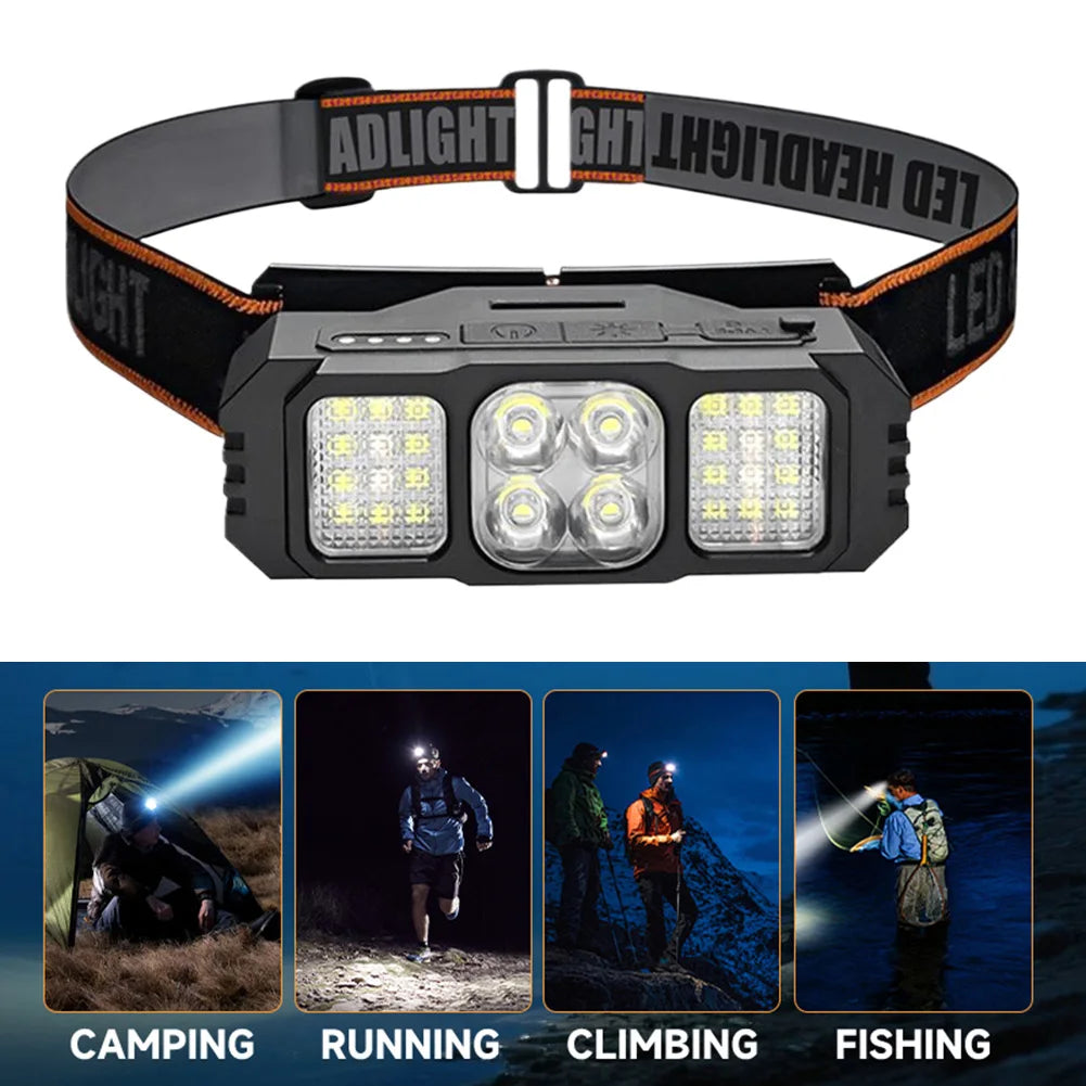 LED Headlamp Rechargeable Flashlight Waterproof Head Lamp for Outdoor Hunting Hiking Camping Gear Qme