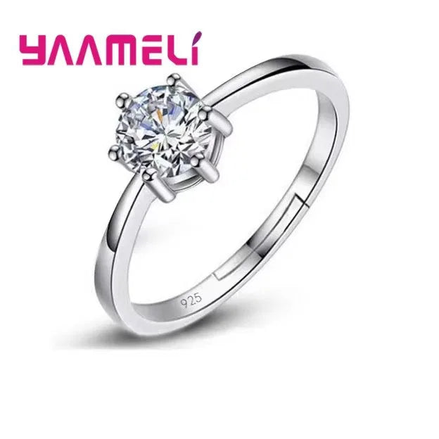 Fine Wedding Rings for Men Women Gift S925 Sterling Silver Color Austrian Crystal Engagement Proposal Ring Jewelry Bague Femme Qme