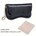 Leather Glasses Box Storage Case Easy Portable Bag Pressure-resistant Qme Black