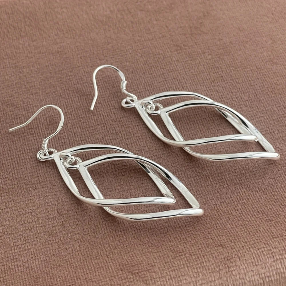 925 Sterling Silver Hollow Tassel Long Earrings Women's Fashion Wedding Jewelry Gift Qme
