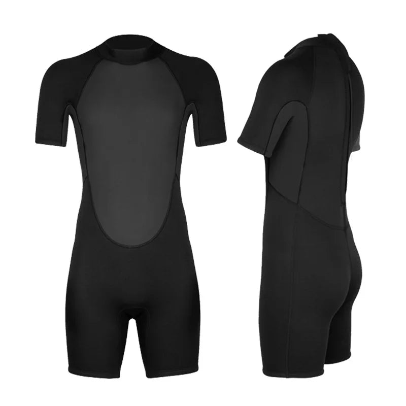 Men's Wetsuit 3mm Neoprene Short Sleeve One Piece Spring Diving Suit Back Front Zip Surfing Diving Swimming Snorkeling Kayaking Qme black XXL