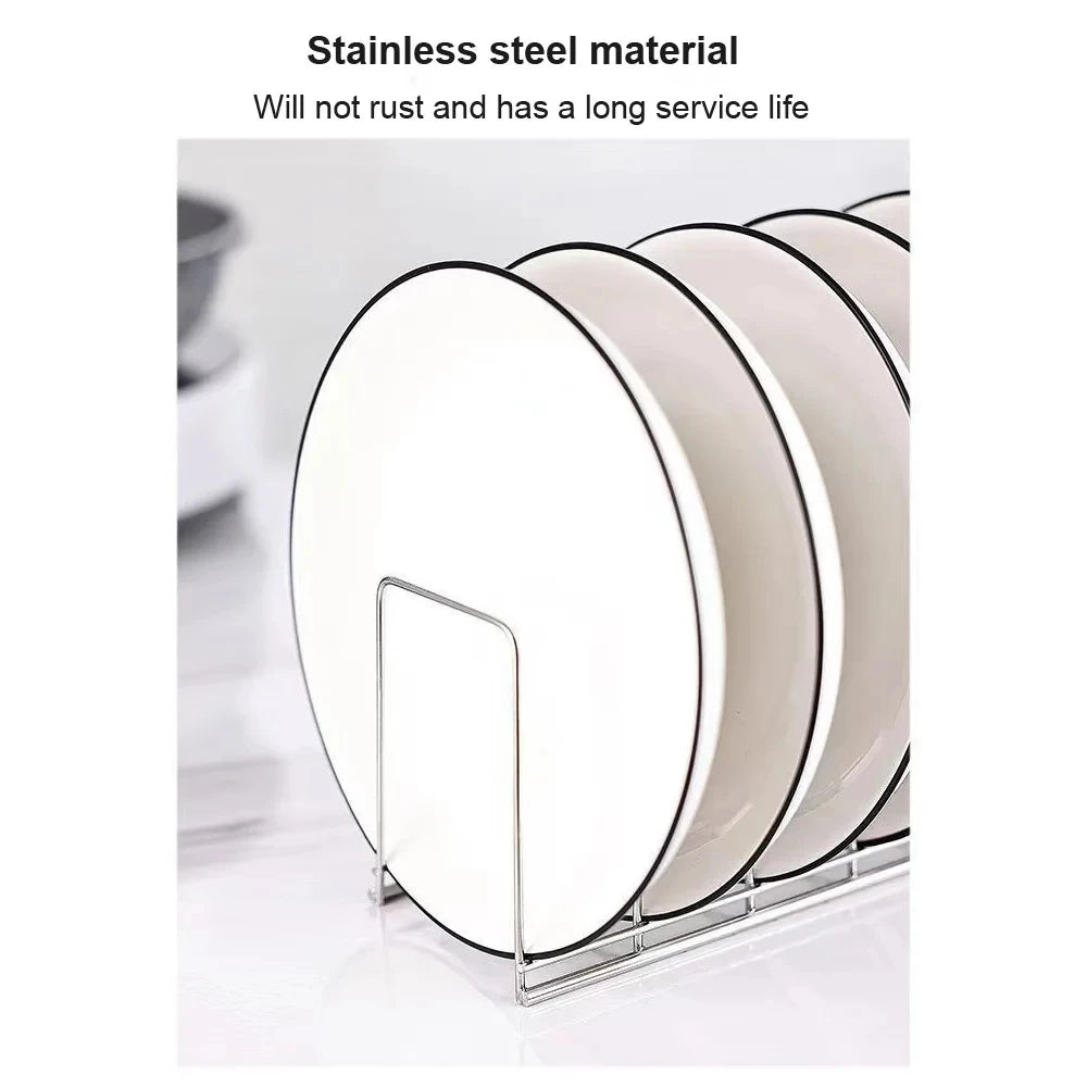 Stainless Steel Dish Draining Rack Multipurpose Silver Plates Storage Rack Space Saving Bowls Plates Drainer Holder Kitchen Qme