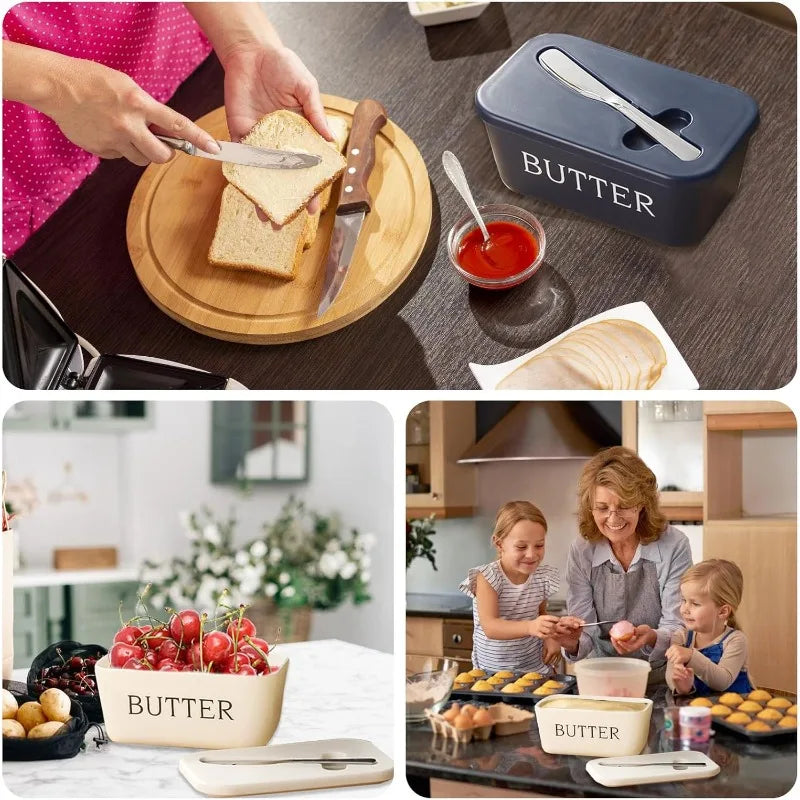 1pcs Butter Container Box with Knife Plastic Sealed Storage Box Cheese Box Oil Slicer Butter Plate Tableware Qme
