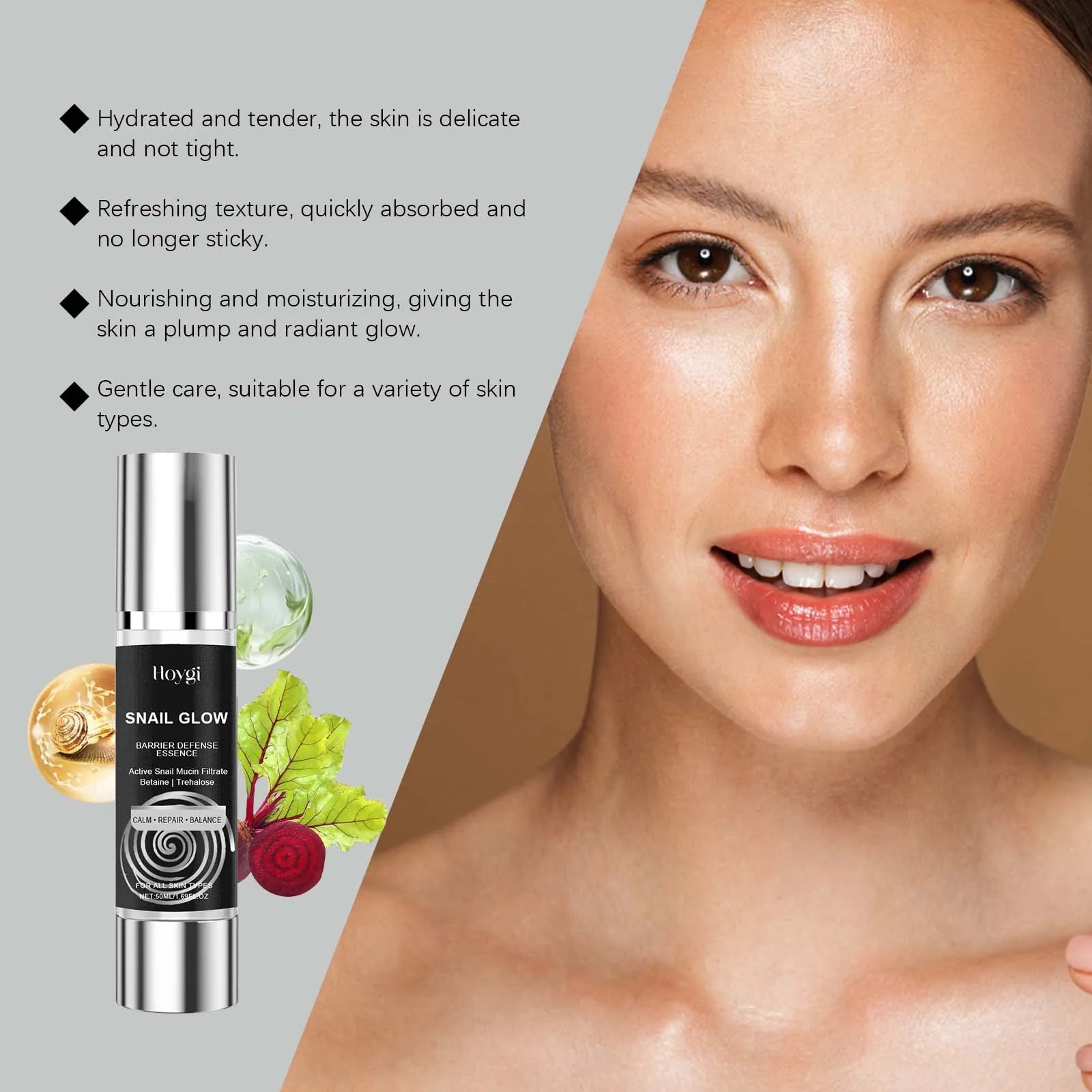 Snail Mucin Skincare Set Collagen Snail Face Cream & Hydrating Essence Firming Pore-Tightening Soothing Improves Skin Texture Qme