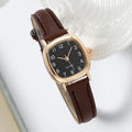 Kegllect Square Women Simple Small Dial Student Watches Vintage Belt Quartz Wristwatch Qme Brown Black No