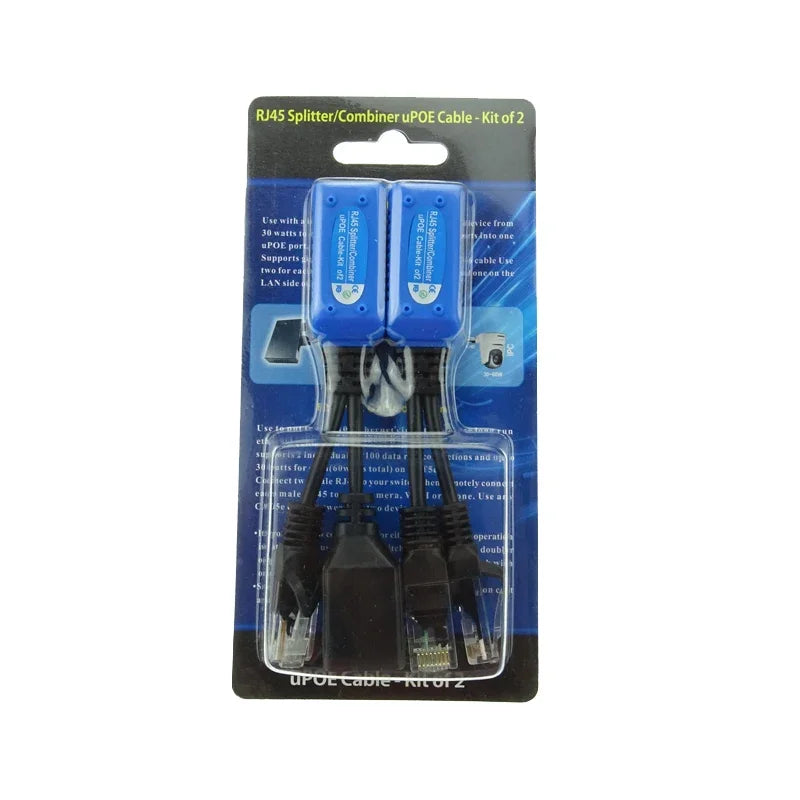 2pair RJ45 splitter combiner uPOE cable kit POE Adapter Cable Connectors Passive Power Cable Qme