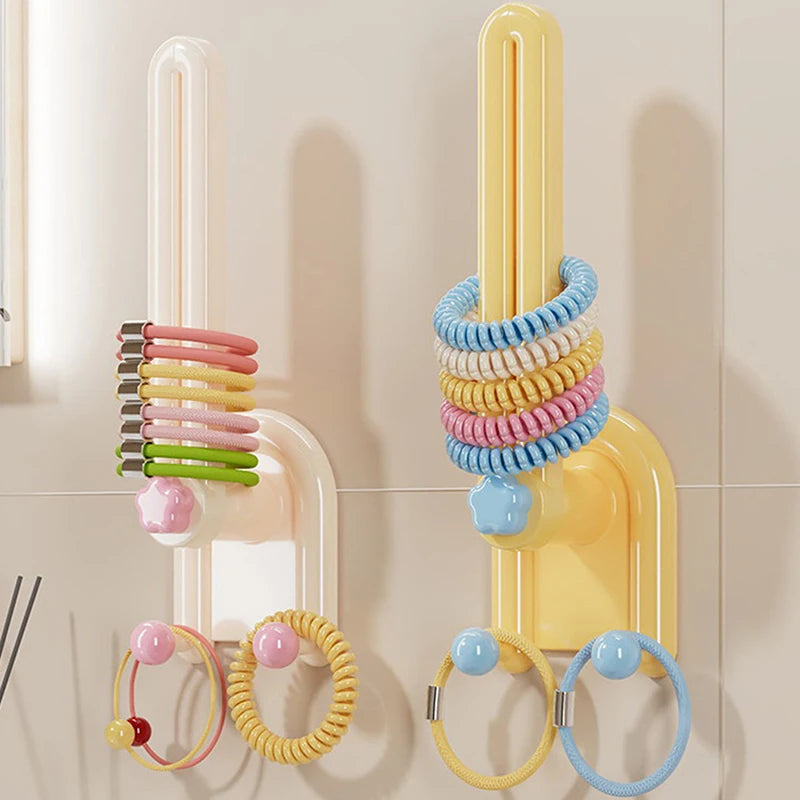 Scrunchies Storage Rack Kitchen Plastic Hairband Hook L-shape Space Qme