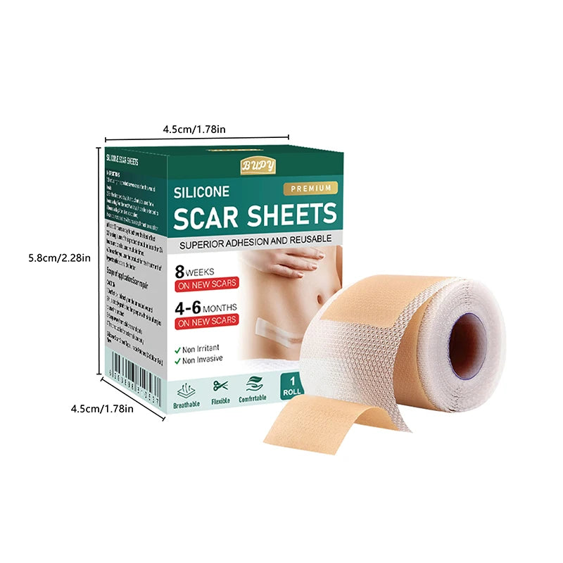 1 Roll Silicone Scar Sheets Gel Patch 4cmX150cm Self-adhesive Cover Qme 1BOX