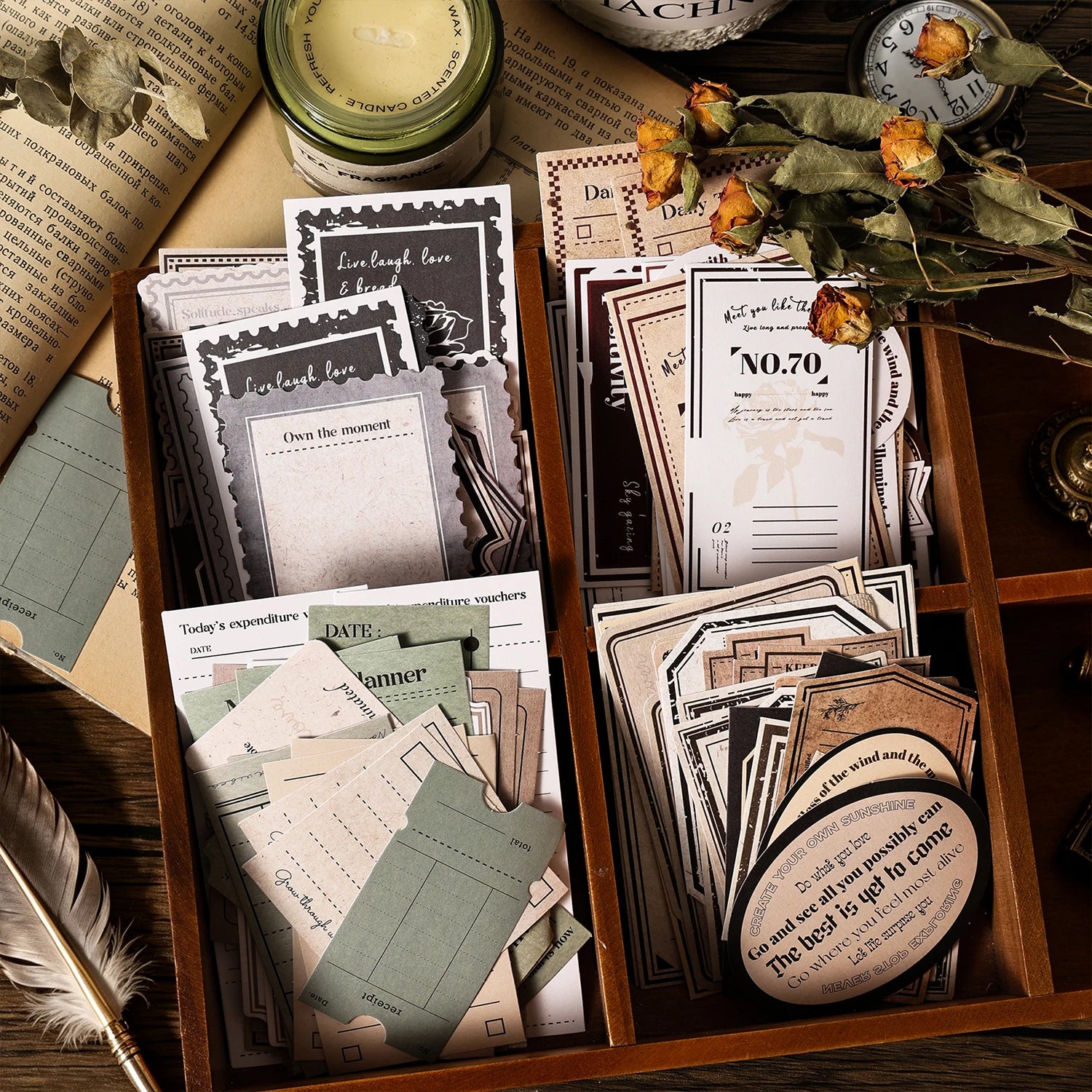TIANZI 30/120 sheets One Paper Old Time Series Retro Old Time Handmade Account Decoration Collage Material Stationery supplies Qme