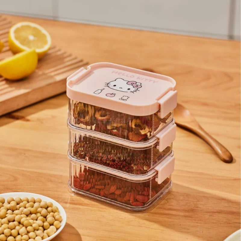 Hello Kitty Kuromi Spice Jars Storage Box Cute Seasoning Dispenser Seasoning Box Desktop Storage Box Qme