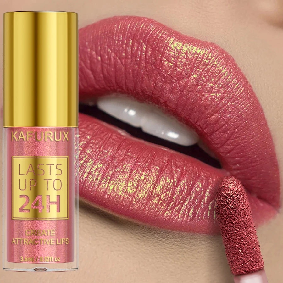 Glitter Metallic 14 Colors Lip Glaze Shiny Long Lasting Gloss Liquid Qme 01