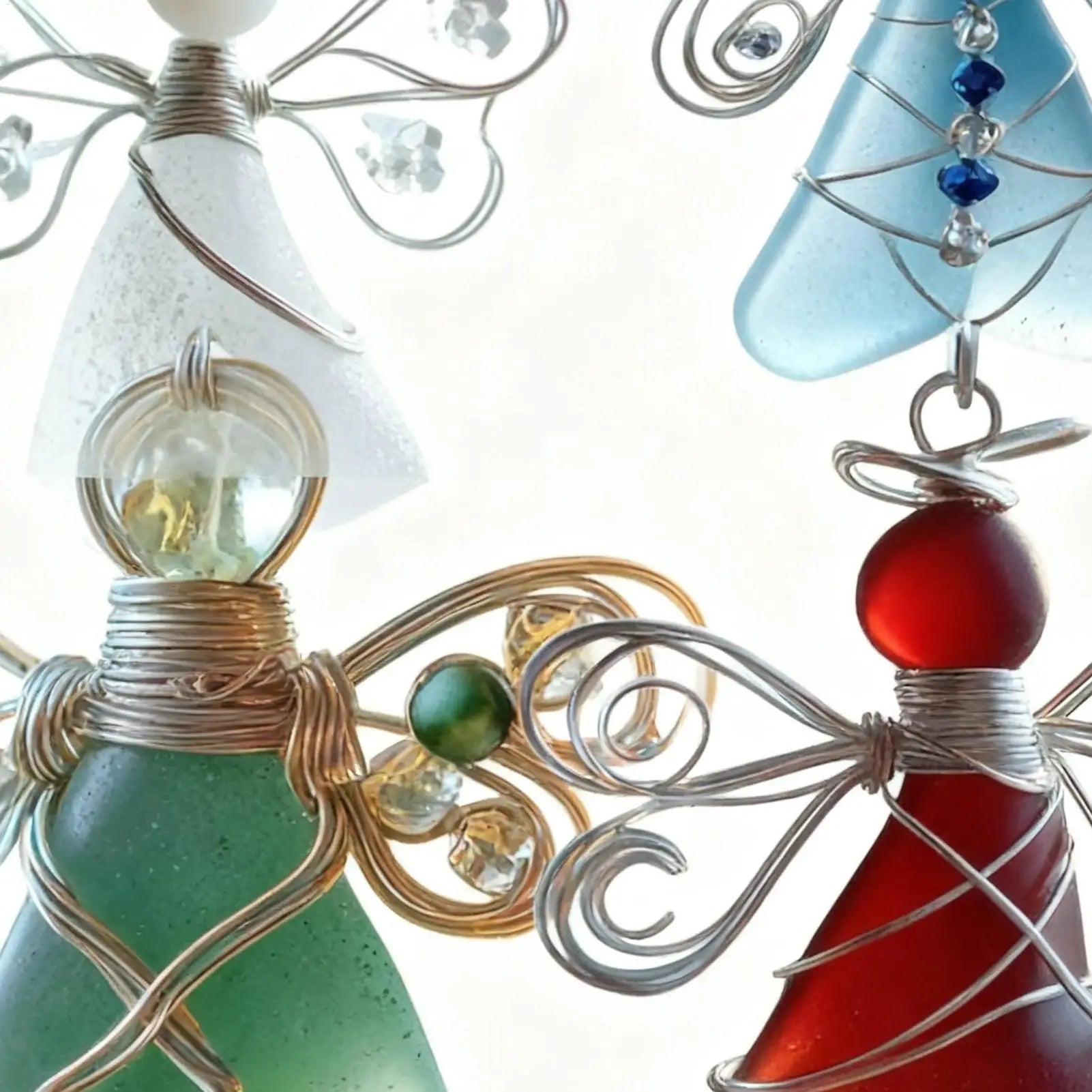 Sea Glass Decor 6 Angel Coastal Pendant 2D Acrylic Christmas Tree Qme