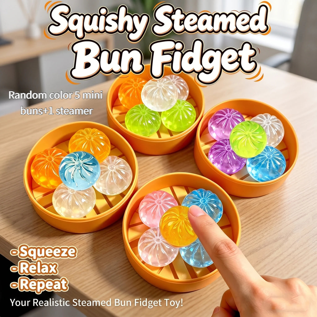 Mini Dumplings Steamer Bun Squeezable Toys Soft Stress Relief Crystal Qme