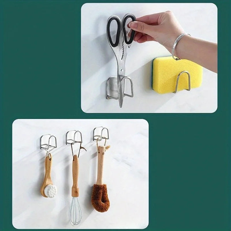 1pc Portable Suction Cup Stainless Steel Drain Rack, Cleaning Cloth Storage Shelf, Dish Drainer, Sponge Holder, Sink Rack Qme