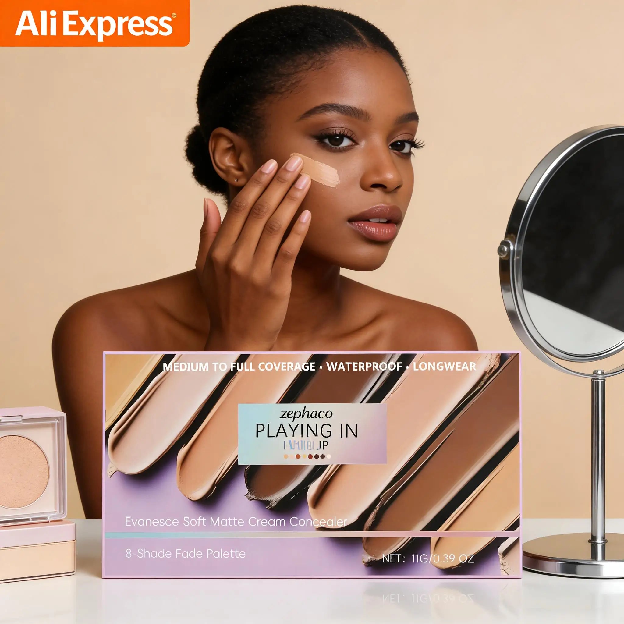 zephoco 8-Color Concealer Palette Full Coverage for Dark Circles Blemishes Acne Matte Lasting Brightening Skin Foundation Makeup Qme