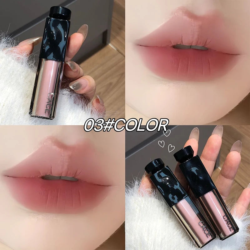 CACE 6 Colors Mist Velvet Nude Liquid Lipstick Waterproof Long Lasting Lipgloss Non-stick Cup Sexy Red Lip Tint Stain Cosmetics Qme 03
