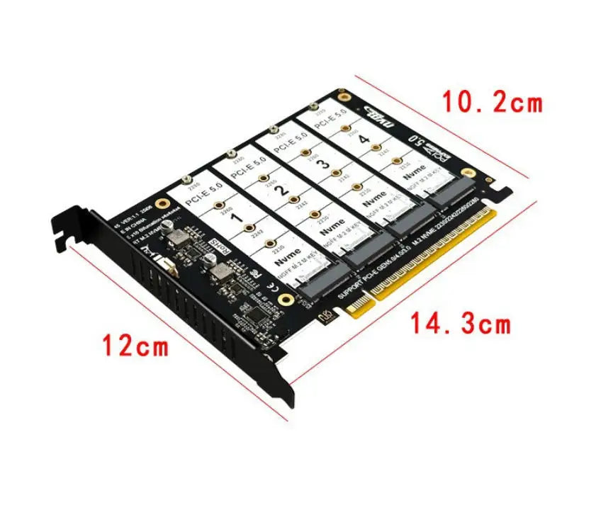PCIE5 0 X16 Solution 4 Port NVME Drives Accommodates M 2 Sizes 2230 Qme