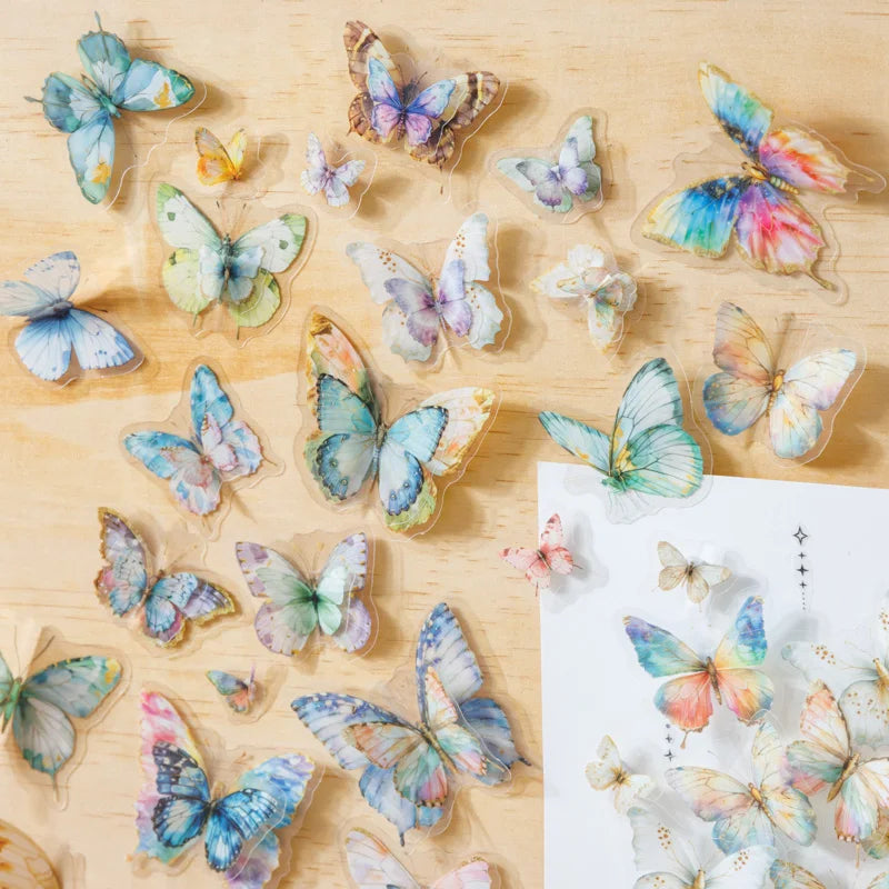 50pcs Butterfly Stickers pack Junk Journal Planner Collage Aesthetics Decoration Scrapbooking Supplies School Stationery Sticker Qme