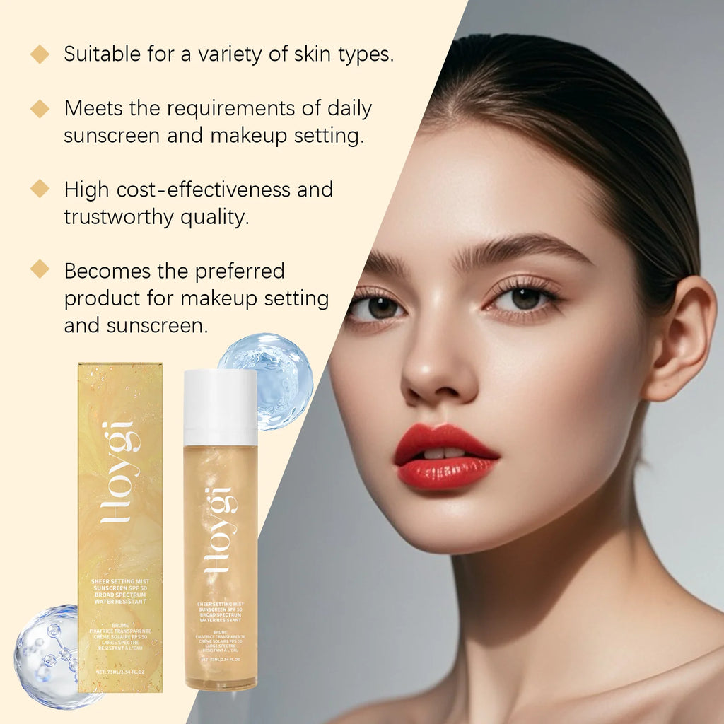 Spf 50+ Makeup Setting Spray Oil Control Natural Refreshing Waterproof Lasting Makeup Fixer Sun Protection Face Mist Cosmetics Qme